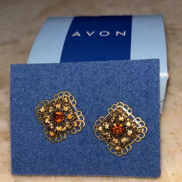 Avon Jewelry - Avon Gold and Amber Earrings